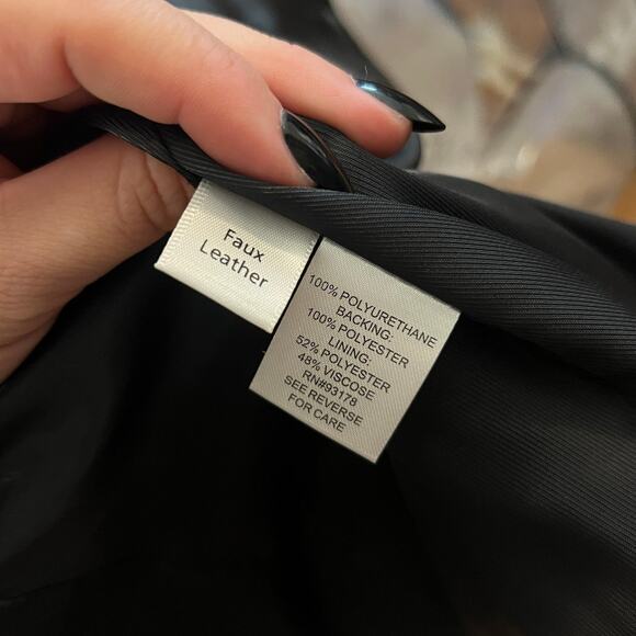 TRUTH By Republic Black Faux Leather Longline Double Breasted Blazer Size US 6 - Picture 7 of 7